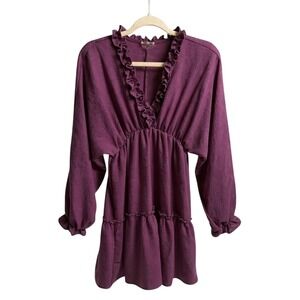 143 Story Ruffle Babydoll Tunic Purple Long Sleeve Cottagecore Aesthetic Women S